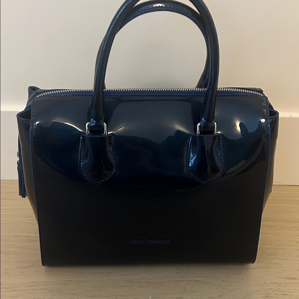 Adolfo Dominguez Navy Blue Satchel